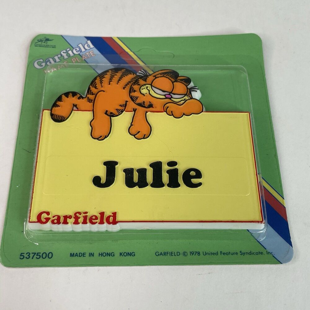 NEW Vintage Garfield Name Plate Julie 1978 RARE, Sealed, Yellow